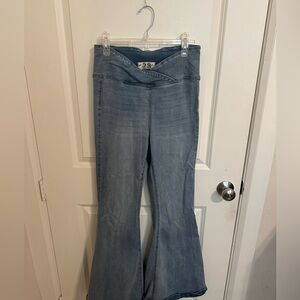 Free people high rise criss cross waist flare jeans